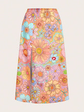 Dear Darling Design Studio Artist Vacation Floral Print Wide Leg Skirt,Women Clothes,For Summer